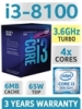 Bộ ví sử lý Intel Core i3-8100 (Box chính hãng)